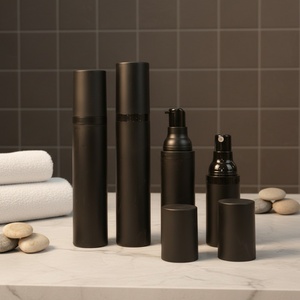 Vente en gros de flacons cosmétiques en plastique sans air de luxe 15 ml 30 ml 50 ml Noir mat pour soins de la peau, shampooing, lotion - Product Image 4