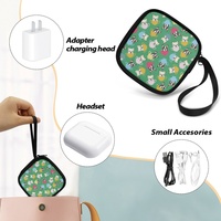 Sac de rangement de voyage, pochette à fermeture éclair imprimée mignonne pour écouteurs, câble de chargeur, petits accessoires