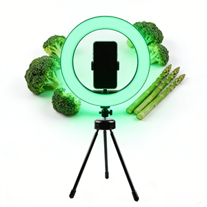 Aro de Luz LED con Soporte Triangular y Luz de Video Regulable de 8 Pulgadas con Control Remoto para <span class=keywords><strong>YouTube</strong></span>, Podcast, Cine - Product Image 3