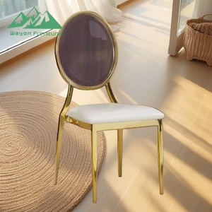 Wayon Luxury Gold &amp; Silver Napoleon Banquet Chair, Metal Bamboo Wedding Chair with Round Backrest for Hotel Crystal <strong>Hall</strong> - Product Image 1