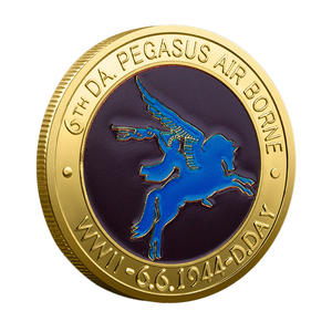 库存飞马桥 1944 年 D 日登陆行动纪念锌合金压铸镀金爱国主义收藏硬币英国空降部队 - Product Image 3