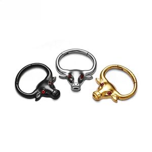 Nouveau à la mode G23 titane Sculpture tête <span class=keywords><strong>de</strong></span> taureau ZC <span class=keywords><strong>nez</strong></span> Septal anneau Punk hommes et femmes perforé bijoux <span class=keywords><strong>nez</strong></span> anneau boucles d'oreilles - Product Image 4