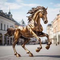 Technique de moulage polie de sculpture de cheval en bronze d'extérieur grandeur nature moderne pour l'art contemporain de jardin