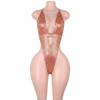 En gros Vêtements de danse exotique : Combinaisons à lacets à paillettes dorées et string, pour danseuses de strip-tease et costumes de club