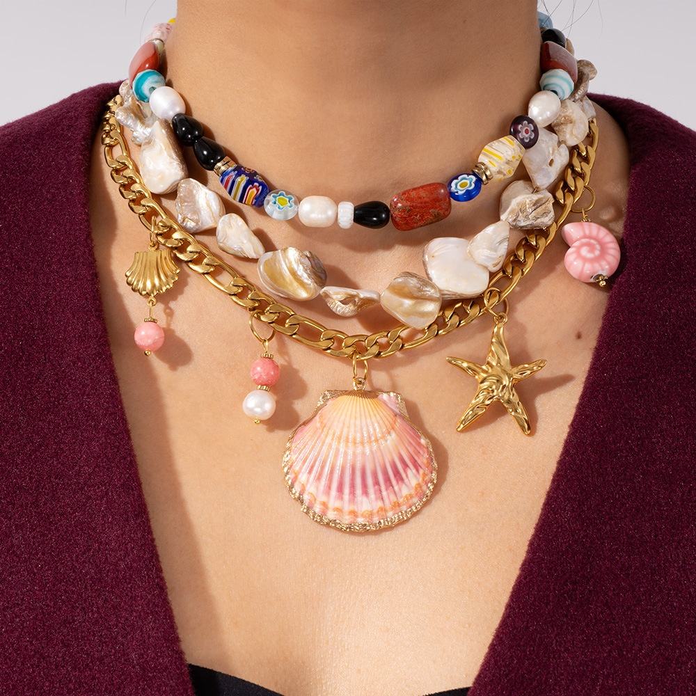 Nautical Jewelry Target Seashell Choker Sea Shell Stone Jewelry