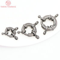 Vente en gros de fermoirs à ressort en laiton couleur or 24 carats, forme anneau, 2 trous, connecteurs de bracelet, fermoirs de haute qualité, accessoires de bijoux DIY