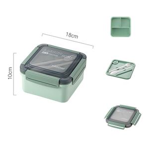 Boîte à lunch carrée en plastique de 1500 ml pour salade et légumes, avec cuillère et fourchette, vente en gros - Product Image 6