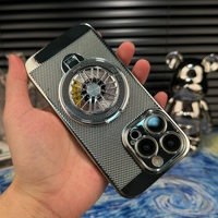 Étui rigide de luxe anti-chute pour iPhone avec poignée rotative gyroscopique, coque de téléphone portable avec finition électro-plaquée