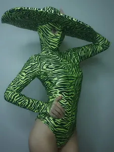 GreerBlack Body skinny extensible à motif de zèbre noir pour femmes Jazz Stage Ballroom Nightclub Dance Outfit Big Performance Wear - Product Image 2