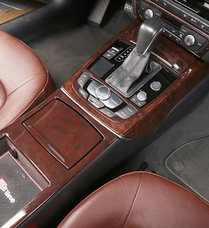Para Audi A6 A6L accesorios del coche interior modificación centro de la consola decoración de fibra de carbono accesorios originales, 2012-2018