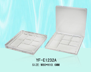 กล่องใส่เครื่องสำอางพลาสติกใส PS รุ่น YF-E1232A แบบ 7 ช่อง รูปทรงสี่เหลี่ยมผืนผ้า กล่องเก็บเครื่องสำอางเปล่า ขนาด กว้าง 80 มม. สูง 10.6 มม. - Product Image 1