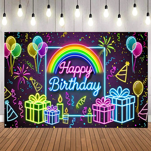 7x5ft Đảng Trang Trí <span class=keywords><strong>Backdrop</strong></span> <span class=keywords><strong>DIY</strong></span> Neon Nền Ảnh Đảng Chúc Mừng Sinh Nhật Trang Trí <span class=keywords><strong>Backdrop</strong></span> - Product Image 2