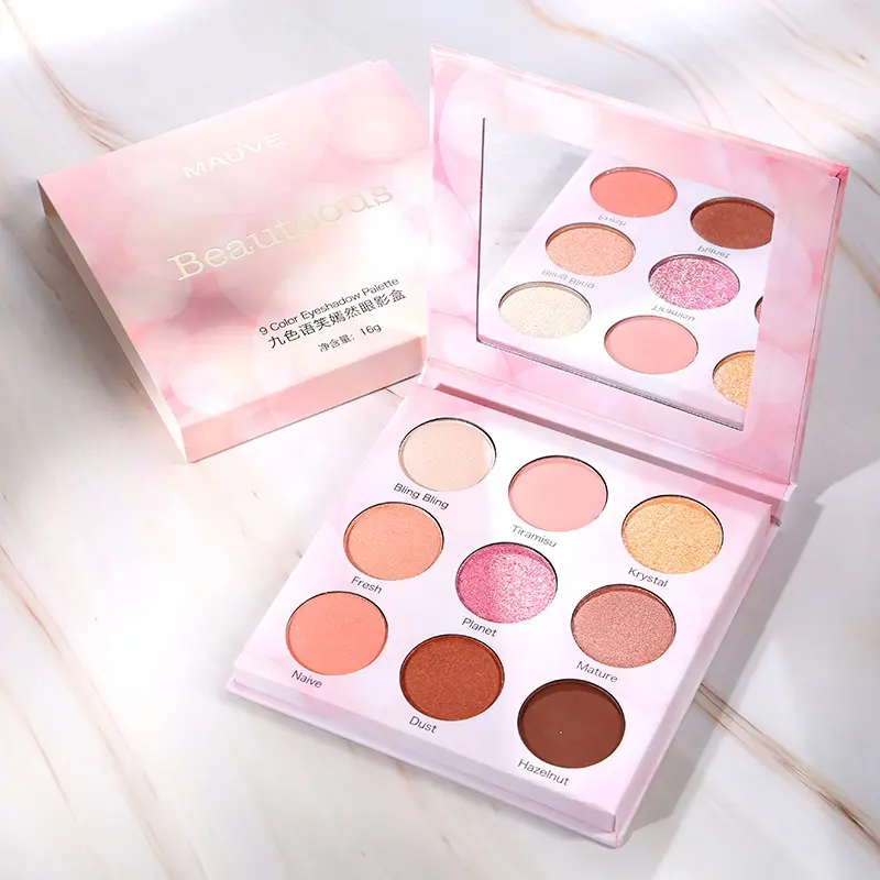 Paleta de sombra de olho nude 9 cores, paleta de maquiagem para os olhos, cosméticos de alta pigmento