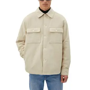 Custom Men Quilted Padded Lining Overshirt Soft Cotton With Flap Pockets