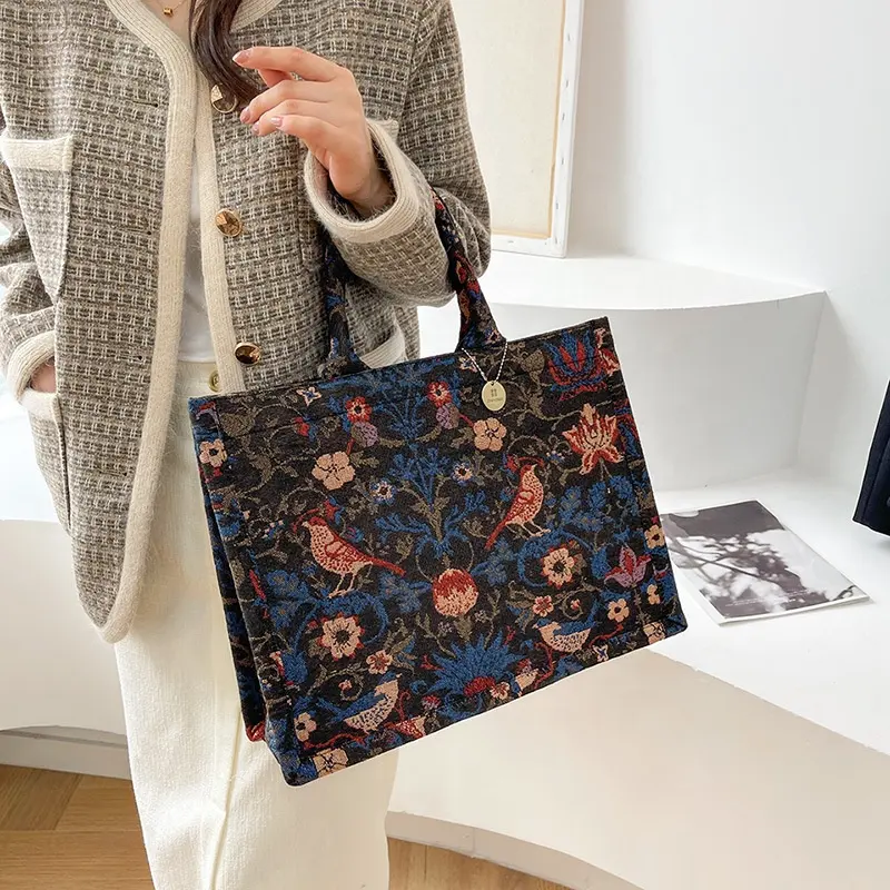 fashion woman lady vintage embroidery tote bag handbag shoulder bag traveling shopping newest style