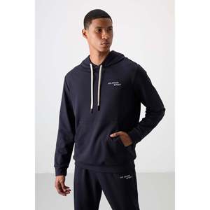 Ensemble de survêtement pour homme en coton bleu marine, épais, doux, texturé, coupe confortable, brodé - 85255 - Bleu marine/marine - Product Image 4