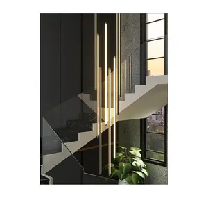 European luxury contemporary modern long chandelier crystal bead spiral lighting
