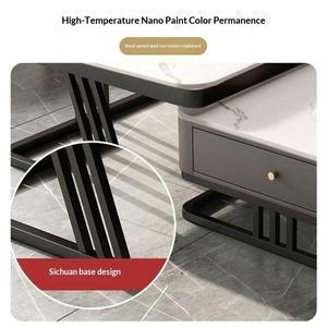 <span class=keywords><strong>Tavolino</strong></span> da Caffè Italiano di Lusso in Pietra Sinterizzata con Struttura in Ferro e Vetro, Design a Doppio Strato con Cassetti Portaoggetti, Stabile - Product Image 5