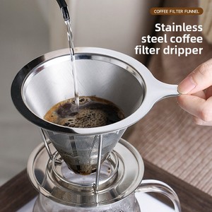 Filtre à <span class=keywords><strong>café</strong></span> conique pour infusion, ensemble d'outils pour préparation sans filtre - Maille fine en métal, design rétro/minimaliste, pour la maison/le <span class=keywords><strong>café</strong></span> - Product Image 2