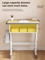 Ensemble table et chaise d'école réglables en hauteur avec bordure en mélamine, étagère ouverte et structure en acier pour utilisation en classe primaire