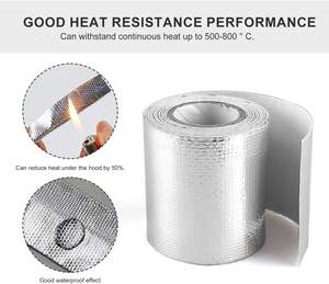 5m X 5cm argent bande d'échappement thermique <span class=keywords><strong>isolant</strong></span> moto collecteur de tuyau d'échappement 2 attaches de câble 1 <span class=keywords><strong>Film</strong></span> protecteur à bulles d'air - Product Image 3