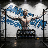 Papier peint mural 3D personnalisé pour salle de sport, musculation, homme musclé, bleu gris, graffiti, imperméable, pour centre de fitness, décoration de chambre