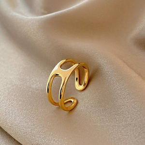 Gioielli placcati oro 18 carati economici Punk Finger Geometric Twisted Wide Band Open <span class=keywords><strong>anelli</strong></span> regolabili per le donne Bijoux Femme Gifts - Product Image 4