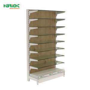 HiBRIGHT Heavy Duty Gondola Supermarket Shelving 5 Tier Perforated <b>Metal</b> Rack With Back Freestanding Retail Display - Product Image 2
