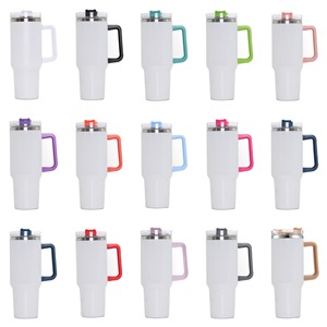 Mug de voyage isotherme en acier inoxydable 40 oz, blanc brillant, écologique, avec couvercles colorés et poignée, idéal pour le camping et le café glacé - Product Image 5