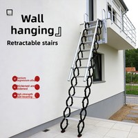 Escabeau télescopique mural en acier au carbone pour grenier, capacité de charge 300 kg, hauteur extensible 12,5 pieds (45-75 cm)