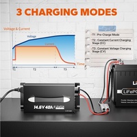 Chargeur de batterie LiFePO4 14,6 V 40 A pour batteries LiFePO4 4S 12 V 12,8 V 50 Ah 100 Ah, chargeur de batterie LiFePO4 14,6 V
