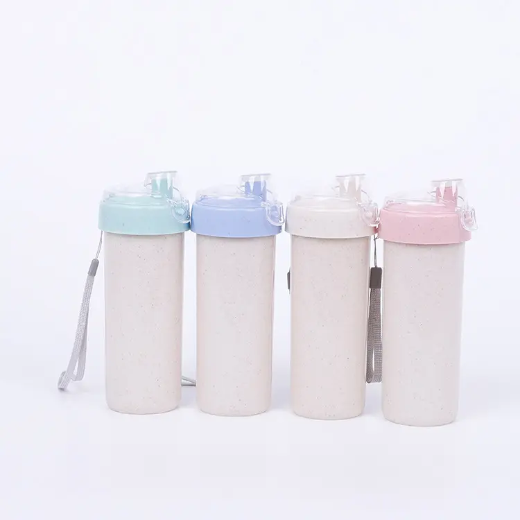 Topverkoper 2022 Creatieve Milieuvriendelijke Biologisch Afbreekbare Shaker Fles Tarwe Waterfles Met Stro