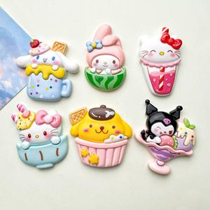 Breloques en résine de dessin animé de fruits et de crème glacée, pour la création de bijoux DIY, coques de téléphone faites à la main, 3-6 cm, peintes à la main, tendance - Product Image 1
