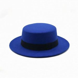 Spring New Creative Decorative Flat Top <b>Hat</b> Trend Casual Fedora <b>Hat</b> with Ribbon Band - Product Image 2