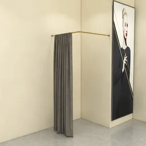 कस्टम धातु कपड़ों की दुकान दीवार घुड़सवार वी के आकार का प्रदर्शन रैक अस्थायी बदलते ड्रेसिंग रूम फिटिंग कमरे