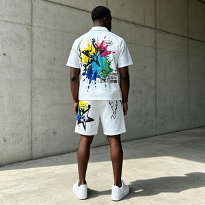<span class=keywords><strong>Ensemble</strong></span> T-<span class=keywords><strong>shirt</strong></span> <span class=keywords><strong>et</strong></span> <span class=keywords><strong>Short</strong></span> Homme Été Yunmei OEM Personnalisé Imprimé All-Over Streetwear Coupe Ample - Product Image 5