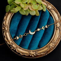 Bracelet Chaîne Bohème en Argent Sterling Vermeil Or, Opale Phase de Lune et Opale Lune en Argent Massif, Collection Station Céleste