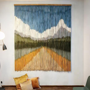Tapisserie <span class=keywords><strong>murale</strong></span> en macramé teint paysager, grande œuvre d'art en fibre pour la décoration de hall d'hôtel de luxe et de complexe hôtelier - Product Image 1