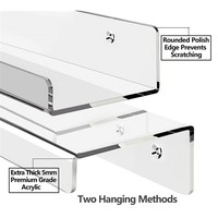 Rak Buku Akrilik Transparan Dinding, Tebal 3-5mm, Rak Buku Mengambang, Rak Penyimpanan Bentuk U untuk Kamar Mandi, Rak Pajangan Organizer