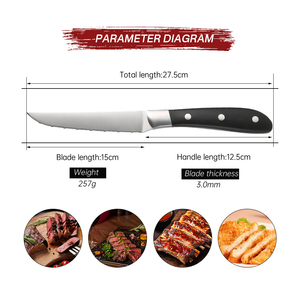 Ensemble de 6 couteaux <span class=keywords><strong>à</strong></span> steak modernes en acier inoxydable <span class=keywords><strong>à</strong></span> bord dentelé, manches en ABS, durables, écologiques, couteaux de cuisine ambidextres - Product Image 3