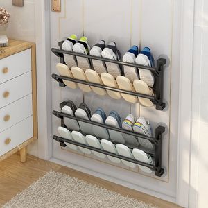 Wall Mounted Slipper Rack Multi Layer Shoe Storage Organizer For Bathroom Door Back No Drilling Required - Product Image 2