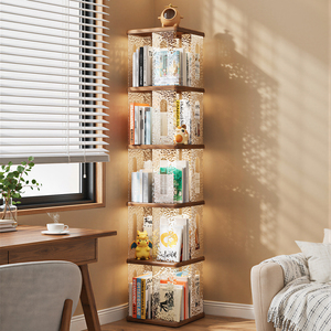 <strong>Small</strong> Multi-Layer Bookcase Storage Rack Spin Removable Plastic Stackable <strong>Bookshelf</strong> Functional Floor Book Storage Unit BT-409 - Product Image 5