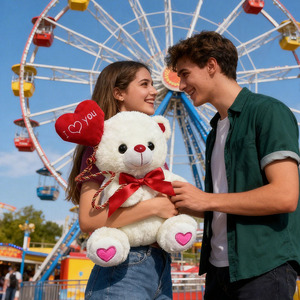 Wholesale Seven-color Valentine's Day Love Bear Holding <b>Balloon</b> Plush Toy Soft Soothing Doll Children's Cloth Doll for OEM/ODM - Product Image 3