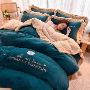 Chất lượng Vua Kích thước mùa đông bedding Set ấm nhung Quilt <span class=keywords><strong>Comforter</strong></span> với mô hình in 4Pcs tấm ga trải giường Duvet - Product Image 6