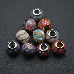 Много цветов в виде ракушки круглое с большими отверстиями, кулоны А-Металлические Круглые Spacer Бусины DIY высоты украшенный шариком, бусины для браслетов - Product Image 2