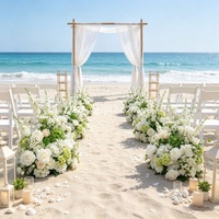 Arrangement floral en soie blanc et vert pour allée de cérémonie de mariage, décoration florale artificielle pour banquet et fête