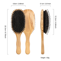 Brosse démêlante à coussin d'air en bois d'olivier, poils de sanglier et picots en nylon, massage du cuir chevelu, certifiée FSC, personnalisable, haute qualité