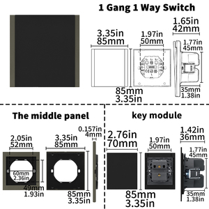 Interruptores y Enchufes de Pared WESA Ultrafinos con Botón Pulsador EU 1/2/3 Vías, Enchufe de Alimentación de 1 Vía, Combinación Libre, Diseño Moderno de Lujo - Product Image 6