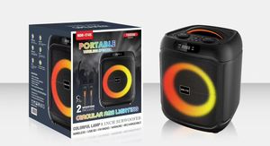 NDR-1745 音箱 2 个旋钮 20W 8 英寸 80Hz 低音圆形 RGB 灯 卡拉 OK 音箱 2 个麦克风 远程电脑 手机 - Product Image 2