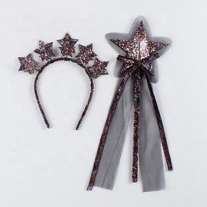 มงกุฎเจ้าหญิงสำหรับงานปาร์ตี้ฮาโลวีน 2 ชิ้น พร้อมไม้กายสิทธิ์รูปดาววิบวับ และที่คาดผมประดับดาววิบวับ ของขวัญวันเกิด - Product Image 3